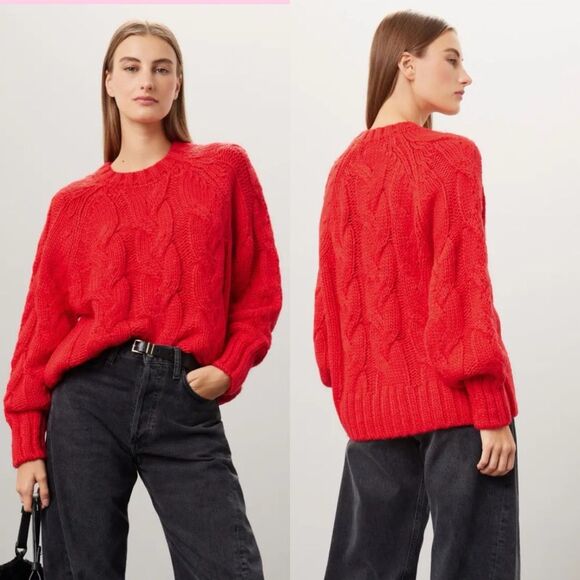 Love, Whit by Whitney Port Red Chunky Cable Knit Sweater XSmall - Picture 1 of 5